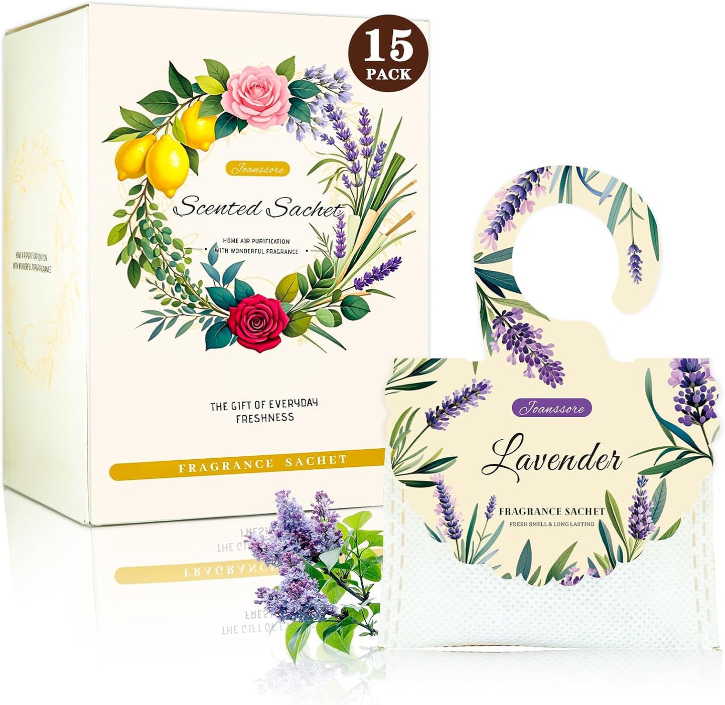 15 Packs Lavender Scented Sachets Bag for Drawers and Closets, Home Fragrance Sachet, Long-Lasting Hanging Closet Deodorizer Smell Goods for House