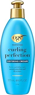 OGX Argan Oil of Morocco Curl-Defining Styling Cream, Anti-Frizz Curl Cream for Curly Hair & All Textures, Cold-Pressed Argan Oil, Paraben-Free, Sulfate-Free Surfactants, Curly Hair Products, 6 oz