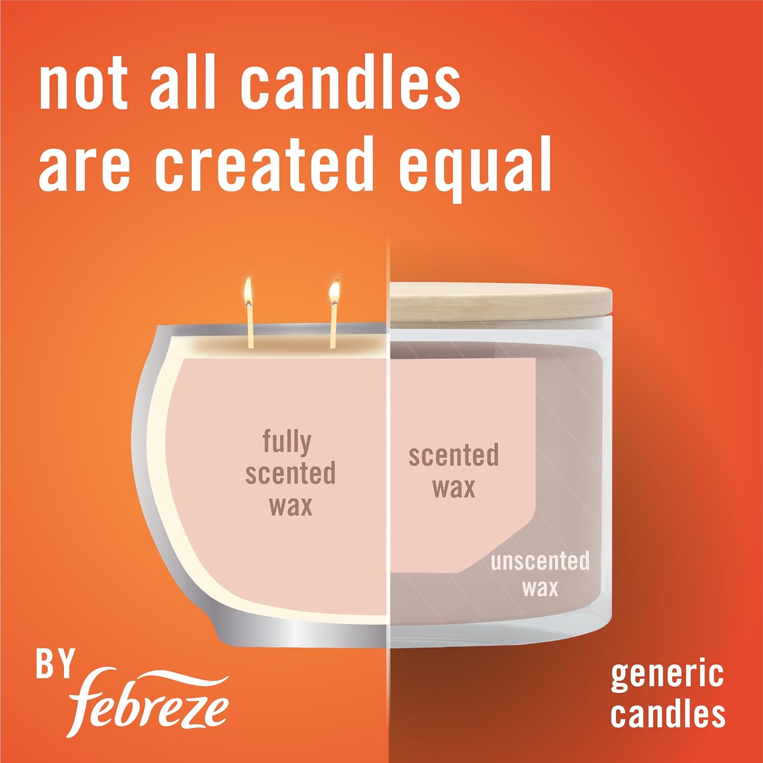 Febreze Scented Candle, Baked Cinnamon Apples Scent, 4 Wick Candle, Reusable Tin, Long Lasting Even Burn, 11oz, Single Pack