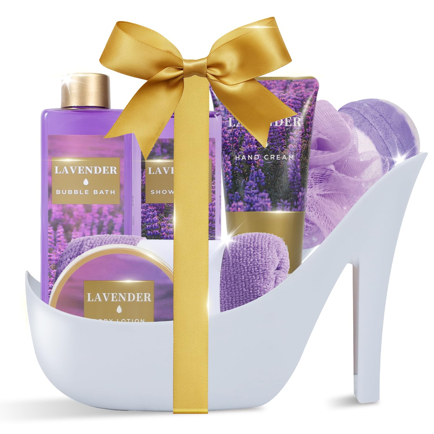 Spa Luxetique Gifts for Women 8pcs Relaxing Lavender Gift Set for Women High Heel Spa Gift for Womens Birthday Gifts for Womens Mom Grandma Teacher Nurse