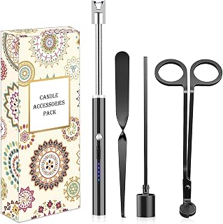 4 in1 Candle Accessory Set - Wick Trimmer, Candle Snuffer, Wick Dipper, Candle Lighters-Stainless Steel Care Kit for Candle Lover