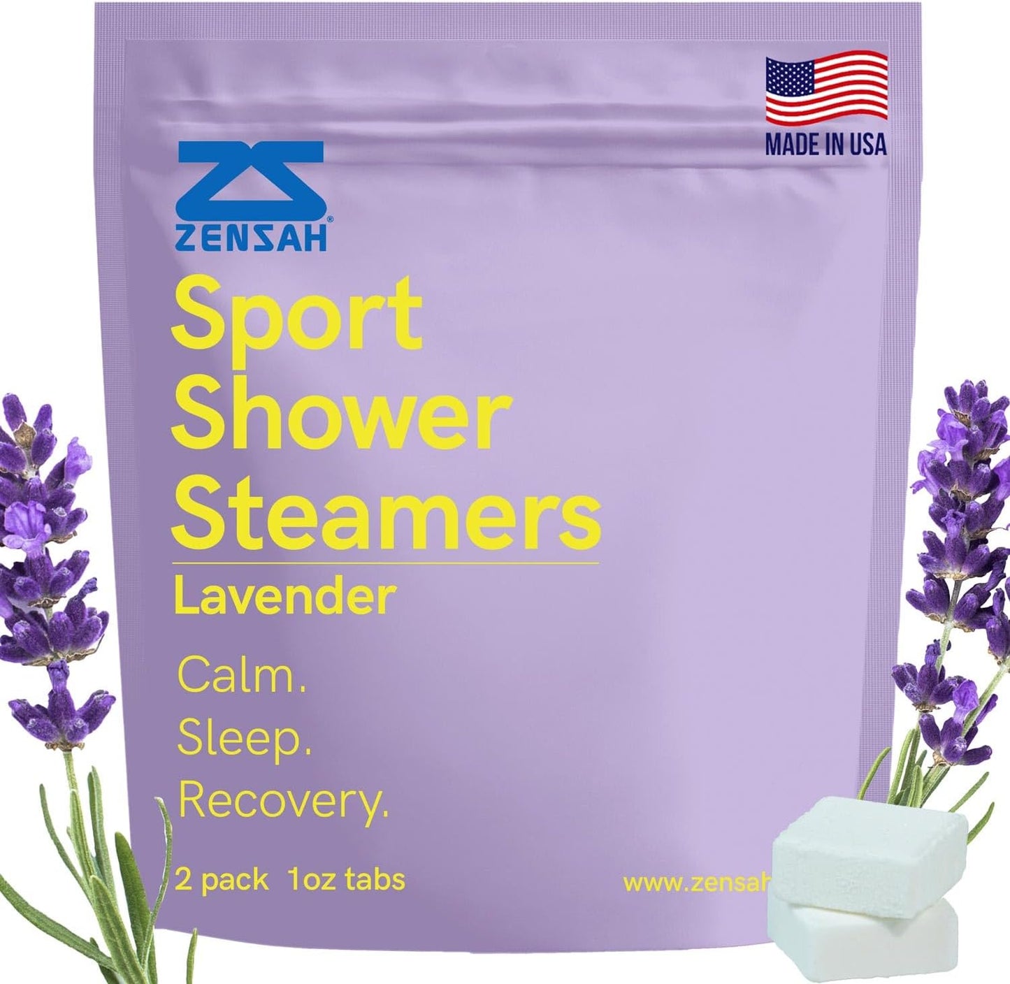 Zensah Calming Lavender Sport Shower Steamers - Made in USA with Essential Oils, Relaxing Aromatherapy Self Care Gifts, Unique Scent Bombs, Birthday Gifts for Runners and Athletes