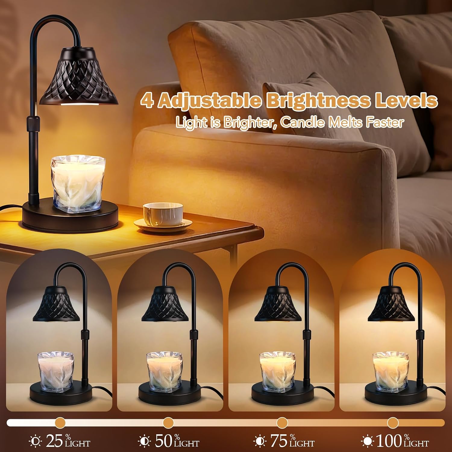 Adjustable Candle Warmer Lamp with Timer: Mothers Day Gifts Lamp fits All Candle Jar Home Decor - Wax Warmer for Scented Wax - Birthday Gifts for Women