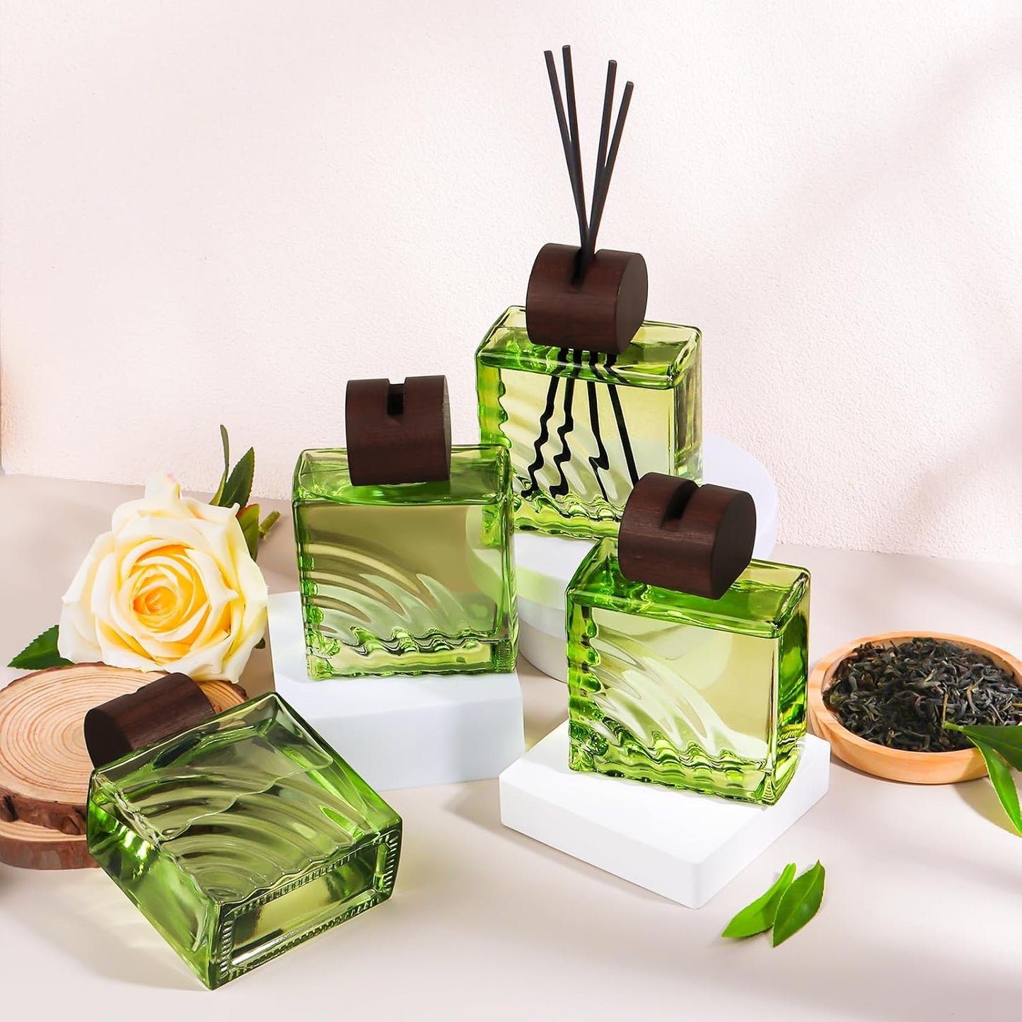 6.76 oz Black Tea Scent Diffusers with 8 Fiber Sticks,200ml Reed Diffuser for Bathroom Room Air Freshener, Last up for 40 Days
