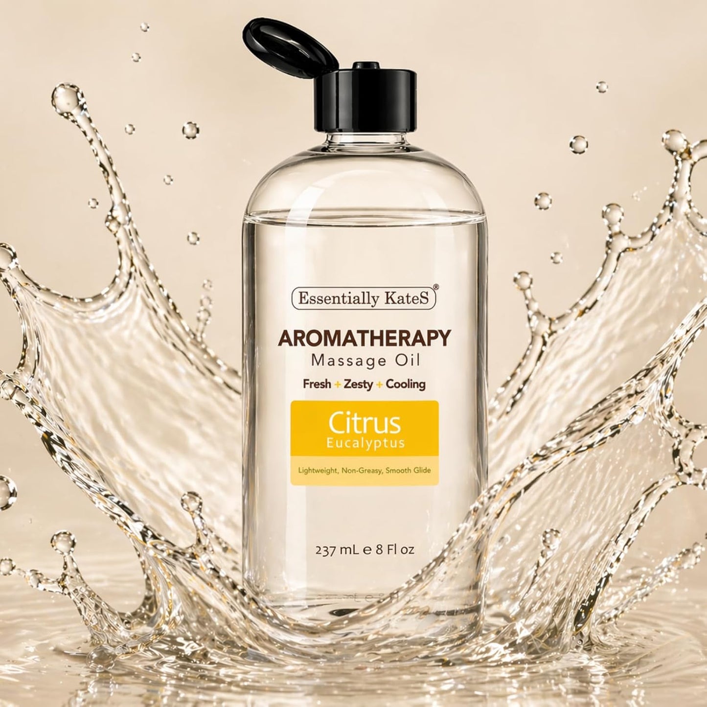 Aromatherapy Massage Oil – Citrus & Eucalyptus – Lightweight, Non-Greasy Body Oil with Fractionated Coconut Oil – Refreshing, Uplifting – 8 fl oz