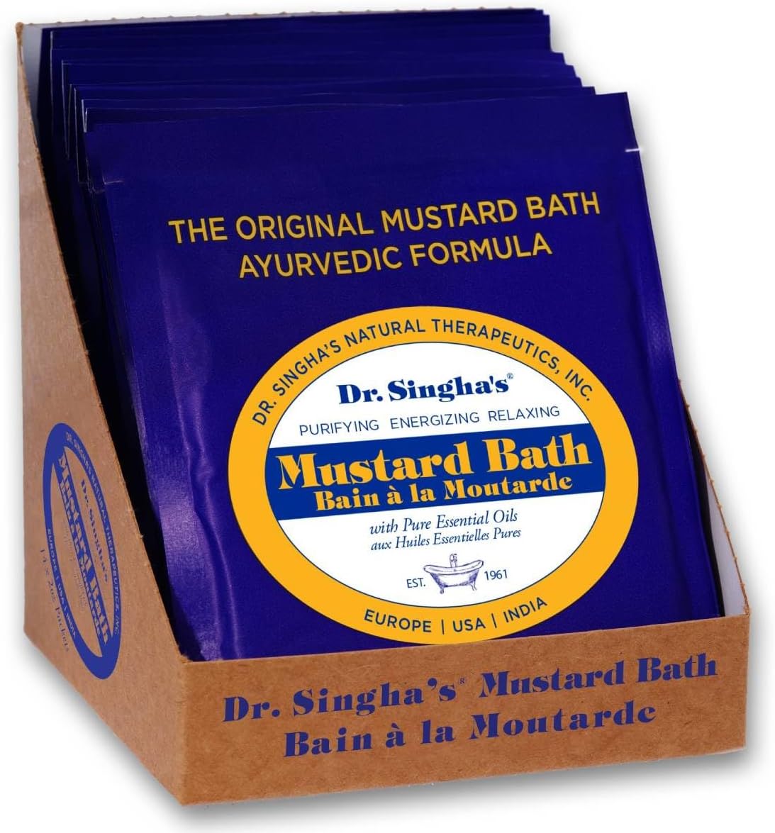 Dr. Singha's Mustard Bath Soak – Aromatherapy Bath Salts with Mustard Seed & Essential Oils for Muscle Relaxation, Stress Relief & Soothing – Epsom Salt Alternative, (2 oz (14 Pack))