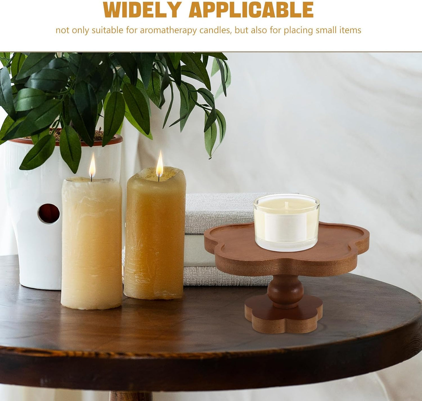 Luxshiny Wood Footed Aromatherapy Candle Tray 17x9cm, Decorative Wooden Jewelry and Trinket Dish for Home Décor, Tabletop Centerpiece Organizer