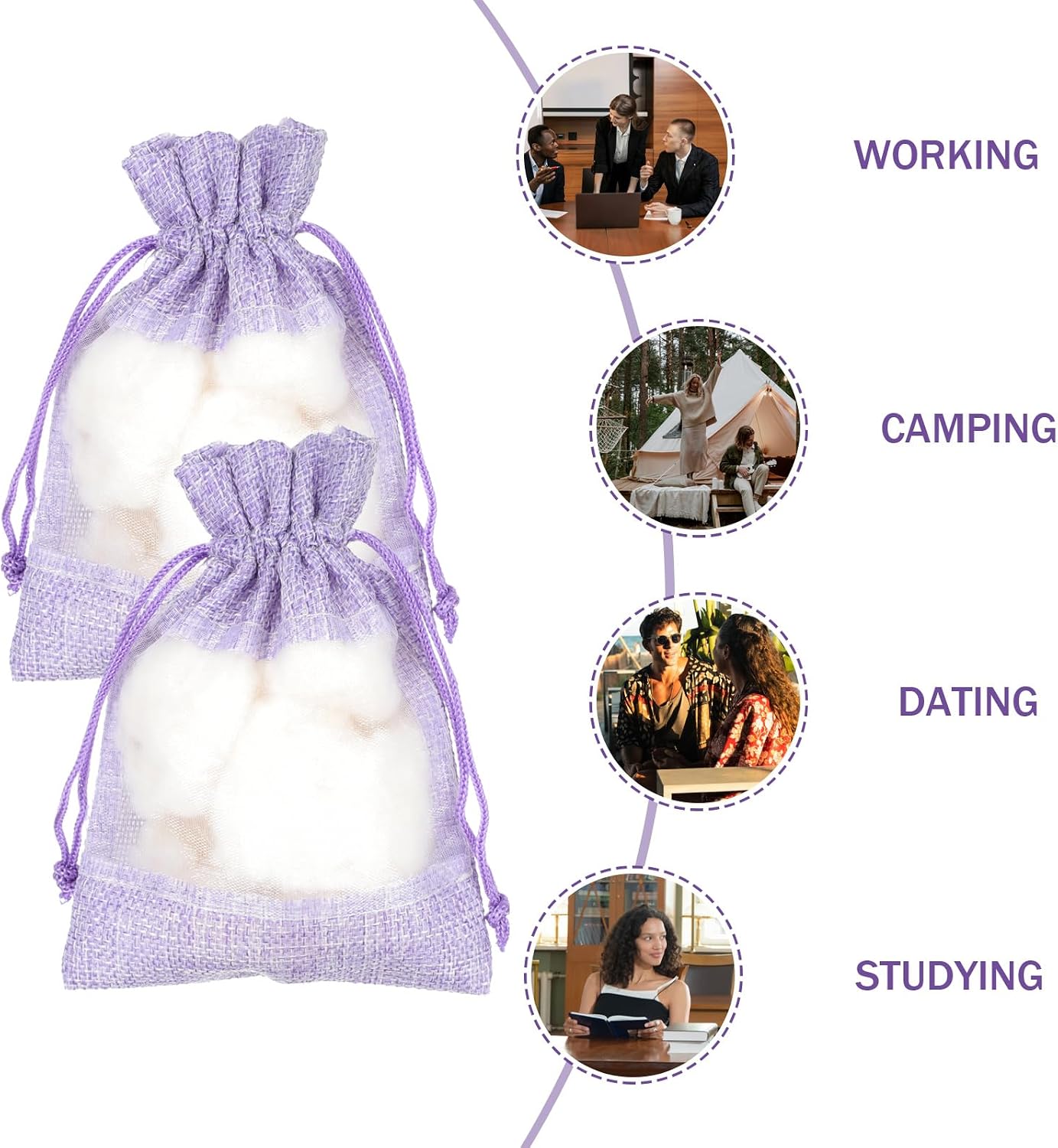 Cabilock 10PCS Empty Lavender Sachet Bags, Linen Organza Pouches for Dried Lavender, Sachet Bags Scented to Fill for Closet and Drawers, Purple - 10x14cm