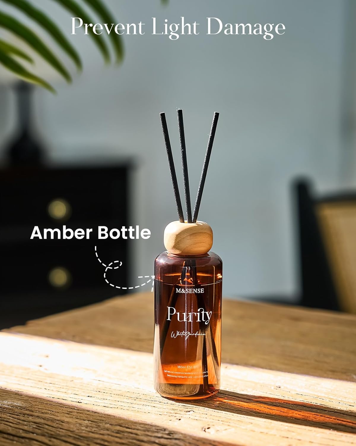 M&SENSE Orange Blossom Reed Diffuser: Upgraded Formula 6.3 fl oz Non-Toxic Aroma Set with Sticks, Long-Lasting Natural Essential Oil Gifts for Home, Bedroom