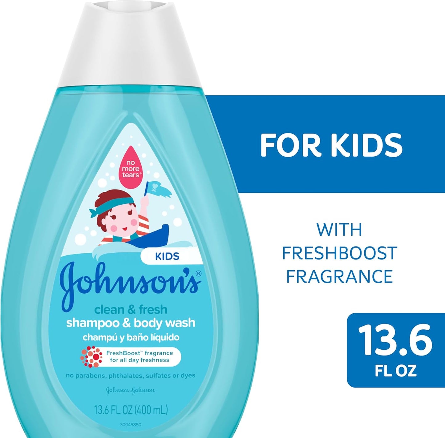 Johnson's Clean & Fresh Children's Shampoo & Body Wash, 2-in-1 Daily Hair & Body Wash for Kids & Toddlers Gently Cleanses Developing Hair, 13.6 fl. oz