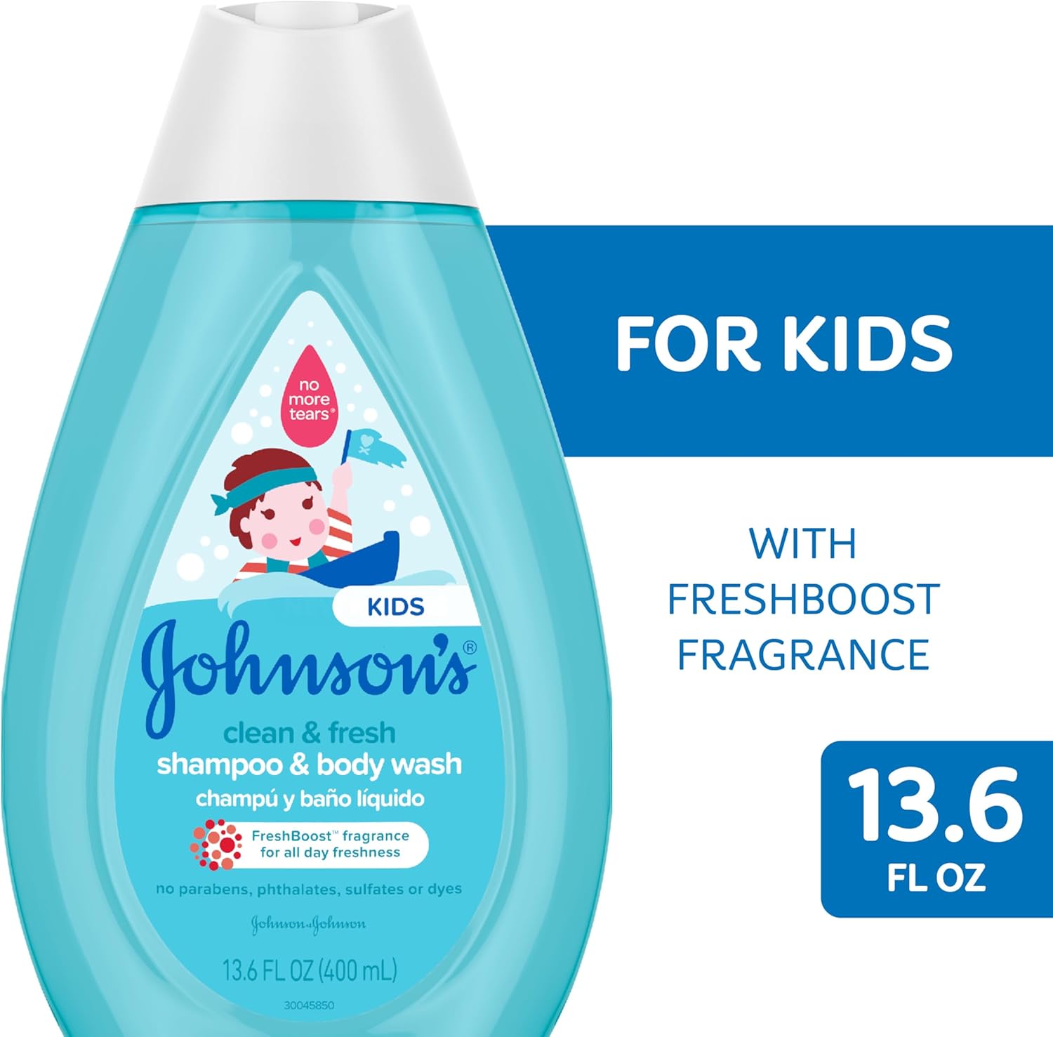 Johnson's Clean & Fresh Children's Shampoo & Body Wash, 2-in-1 Daily Hair & Body Wash for Kids & Toddlers Gently Cleanses Developing Hair, 13.6 fl. oz