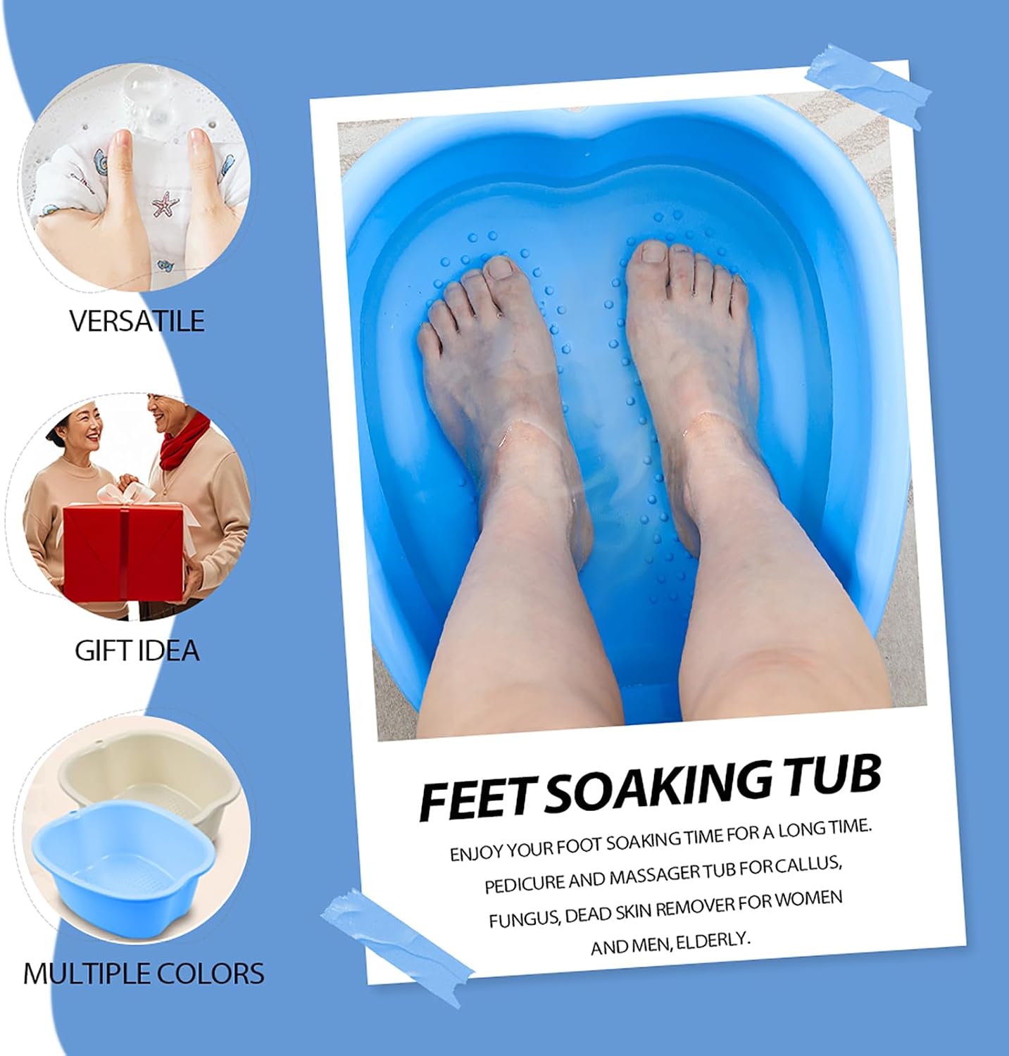 JOYMAY Foot Soaking Bath Basin, Soaking Tub, Large Basin, Feet Pedicure|Foot Massager, Ideal for Relaxation & Stress Relief - Perfect for Home & Spa Use (Blue)