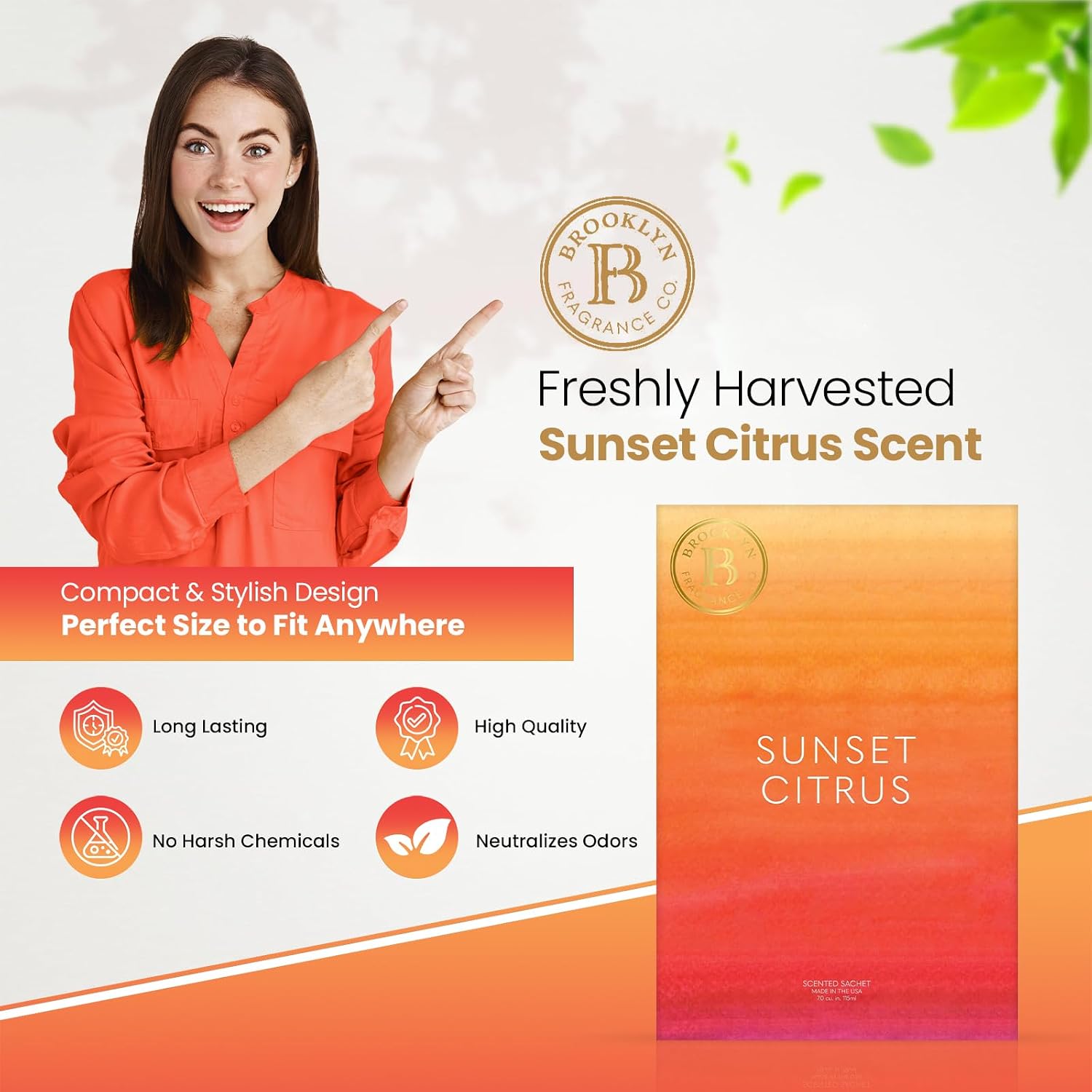 Brooklyn Fragrance Co. Water Color Sachet Bags – Sunset Citrus Scented Pouches – Perfect Aroma for Drawers, Closets, Cars and Bathrooms – Long-Lasting Fresh Scent Sachets (6- Pack)