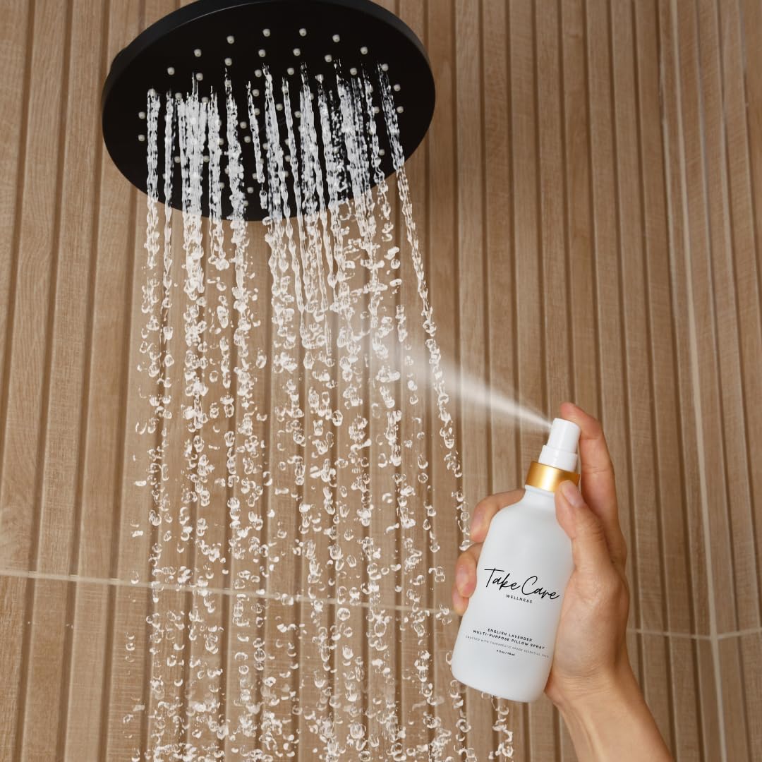 Multi-Purpose Lavender Pillow Spray - Therapeutic Grade Essential Oils - Calming - Freshens Curtains & Upholstery - Mist into Shower Stream - Glass Bottle (English Lavender)