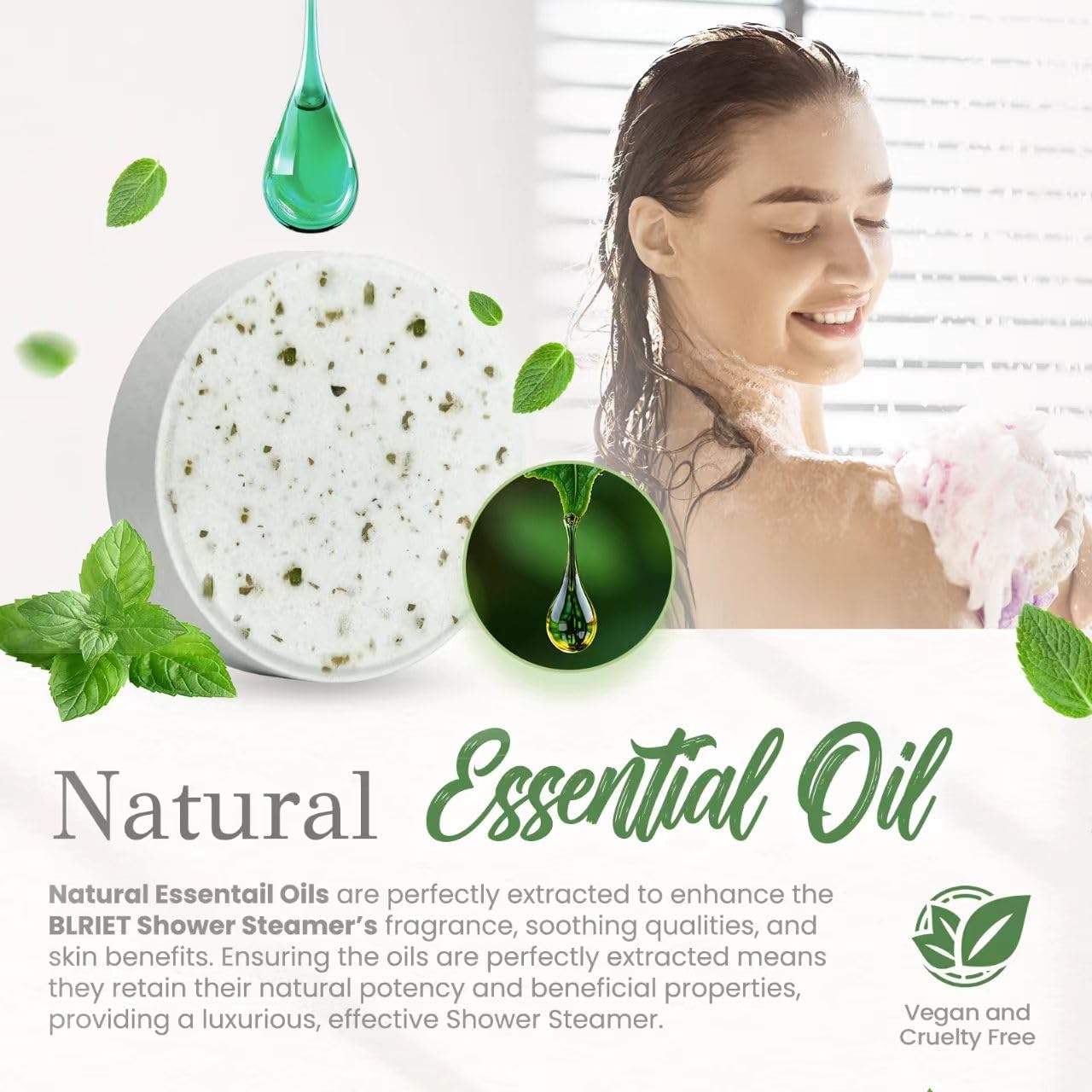 Mint Menthol Shower Steamers Aromatherapy BLRIET 8 Pack White Elephant Birthday Gifts Stocking Stuffers for Women Men Teens Self Care Travel Essentials Spa Gifts with Natural Essential Oils