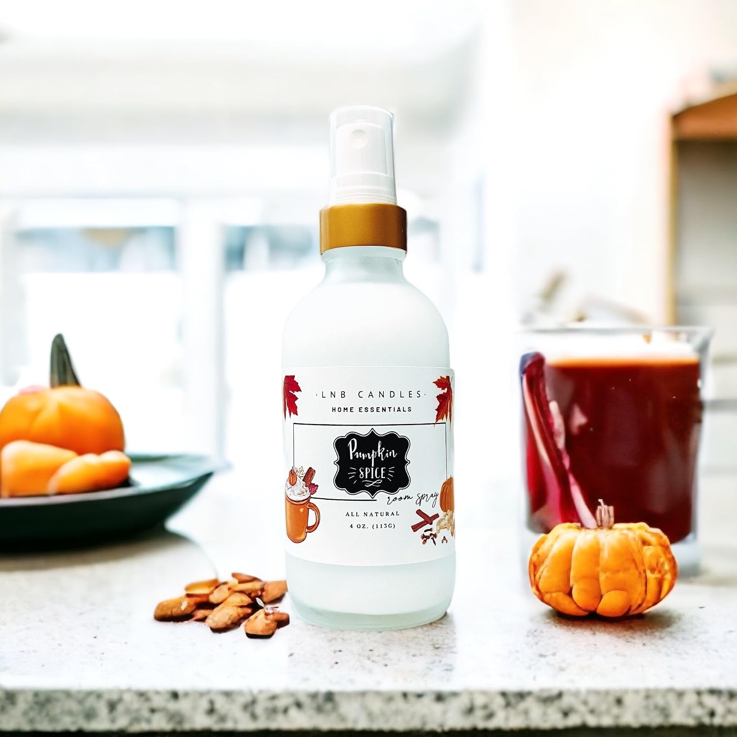 Pumpkin Spice Room Spray Fall Scent Pumpkin, Cinnamon, Nutmeg Made in USA Pet Safe Essential Oils Clean Ingredients Long Lasting Linen and Fabric Freshener Natural Home Fragrance
