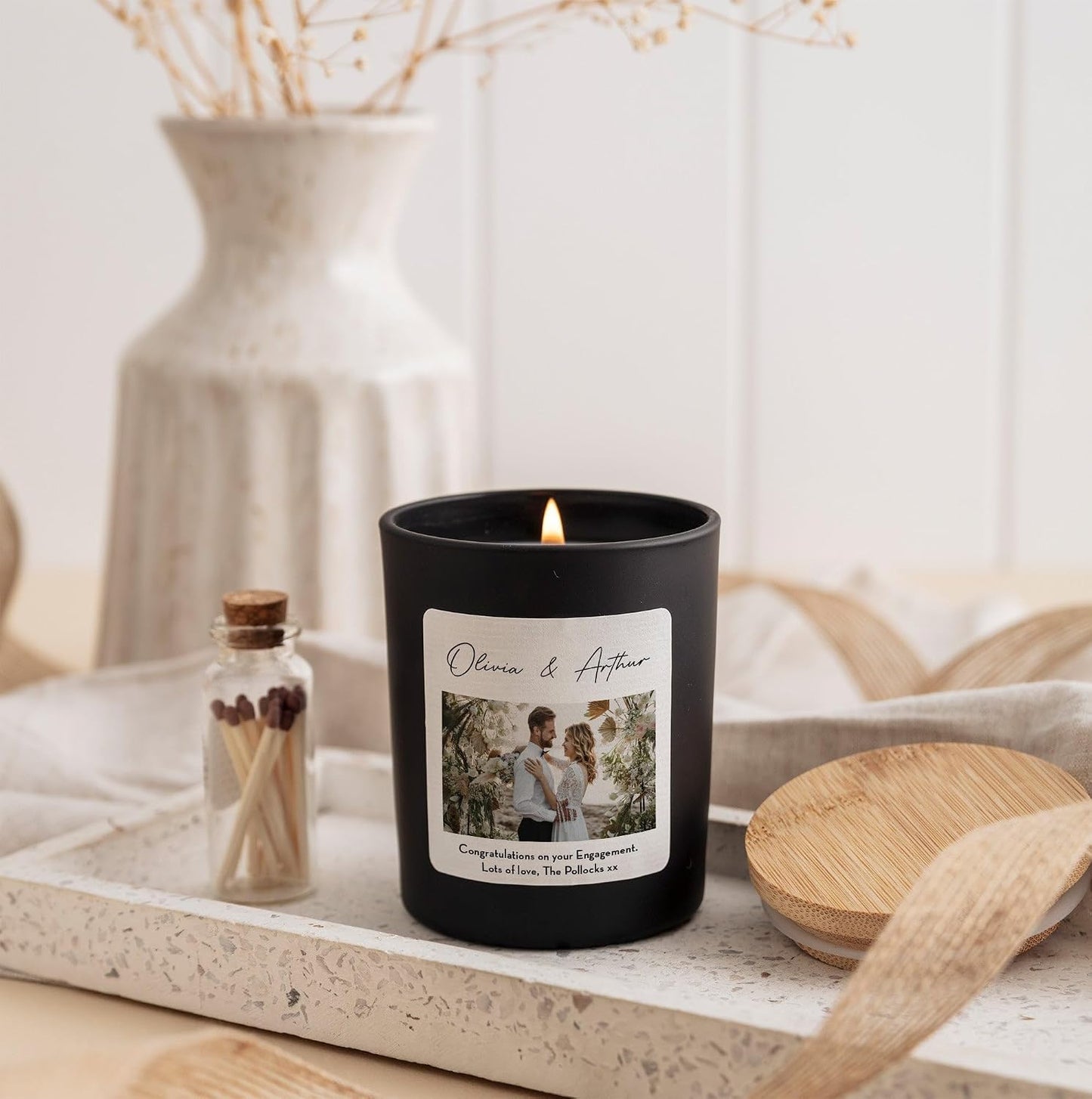Custom Photo Candle with Gift Box | Personalized Picture Candle | Engagement, Wedding Gift-White/Vanilla