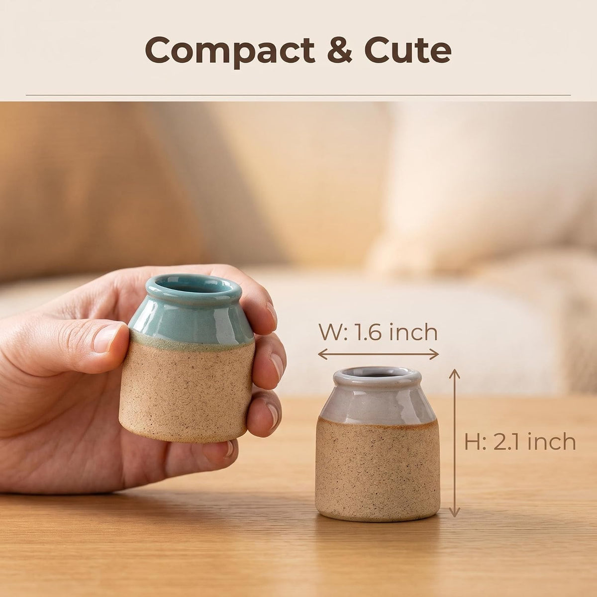 2 Pack Ceramic Match Holder with Striker Base Small Toothpick Qtip Jar Set