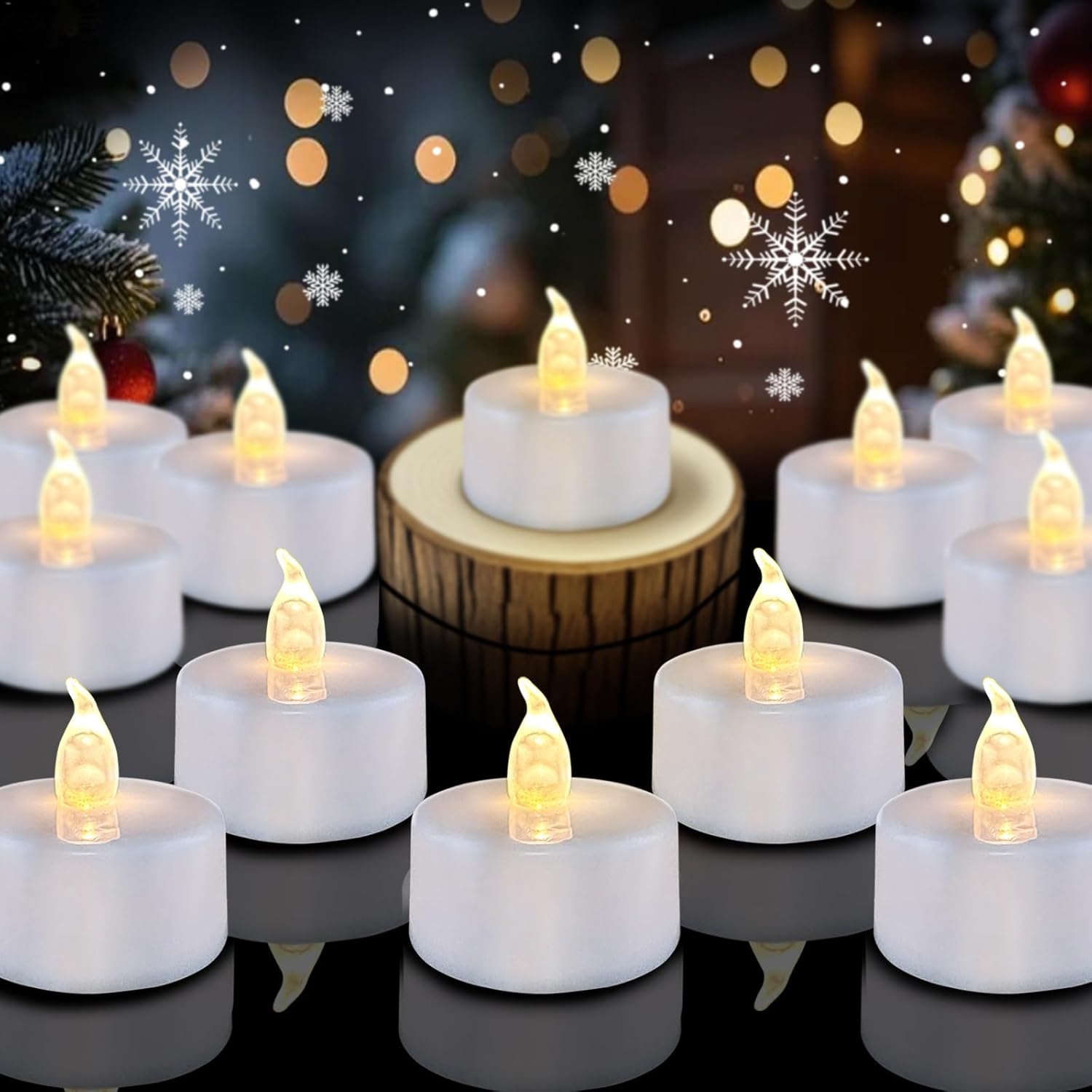 Tea Lights Flameless Candles, 100 Pack Warm White Battery Operated Flickering Candles 200+ Hours Ideal for Home Decoration Outdoor Wedding Parties