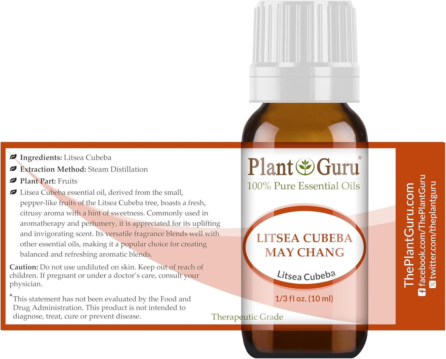 Litsea Cubeba (May Chang) Essential Oil 10 ml. 100% Pure Undiluted Therapeutic Grade.