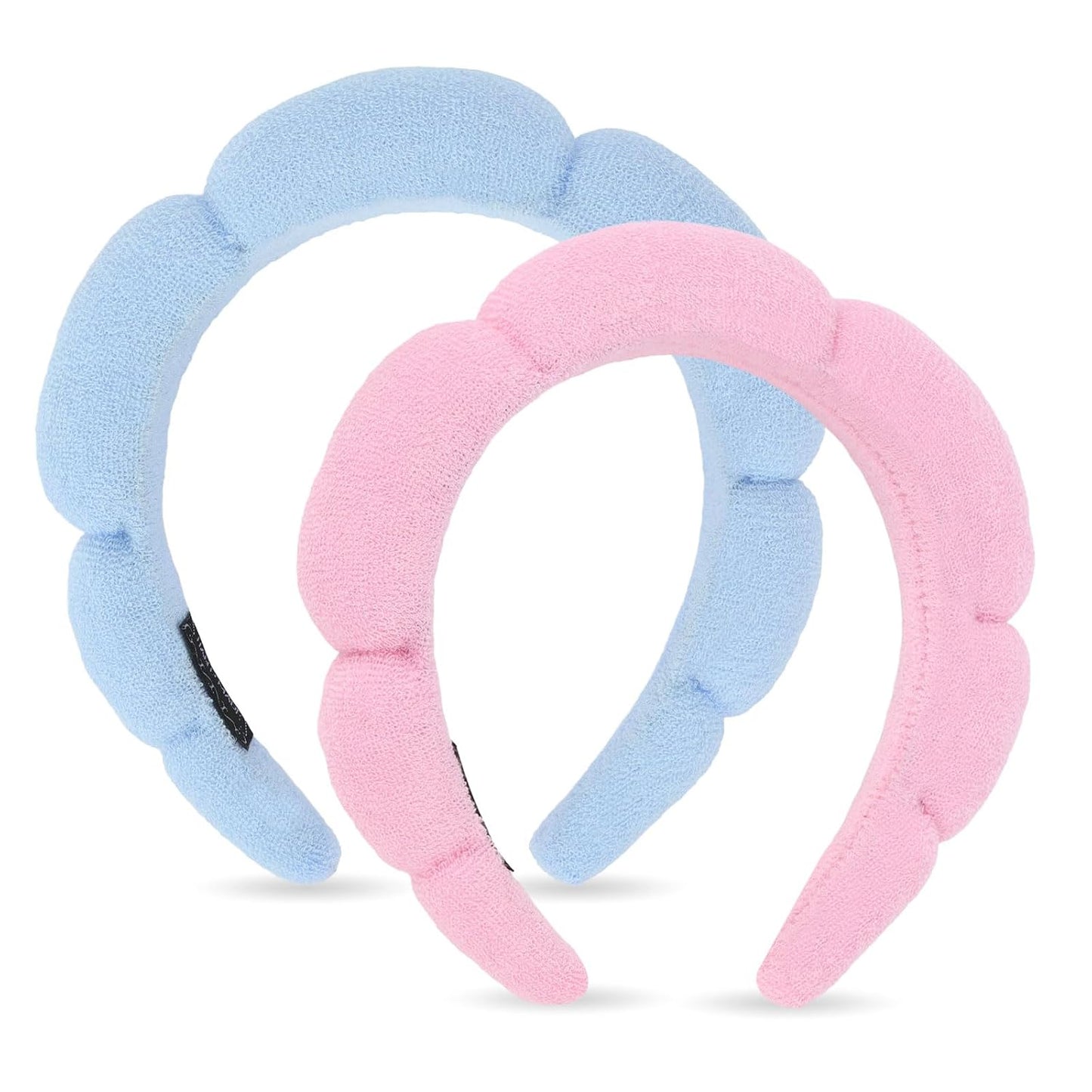 ANBALA Spa Headband for Women 2 Pack - Sponge Makeup, Puffy Skincare, Terry Cloth Shower Headband for Girls (Pink/Blue)