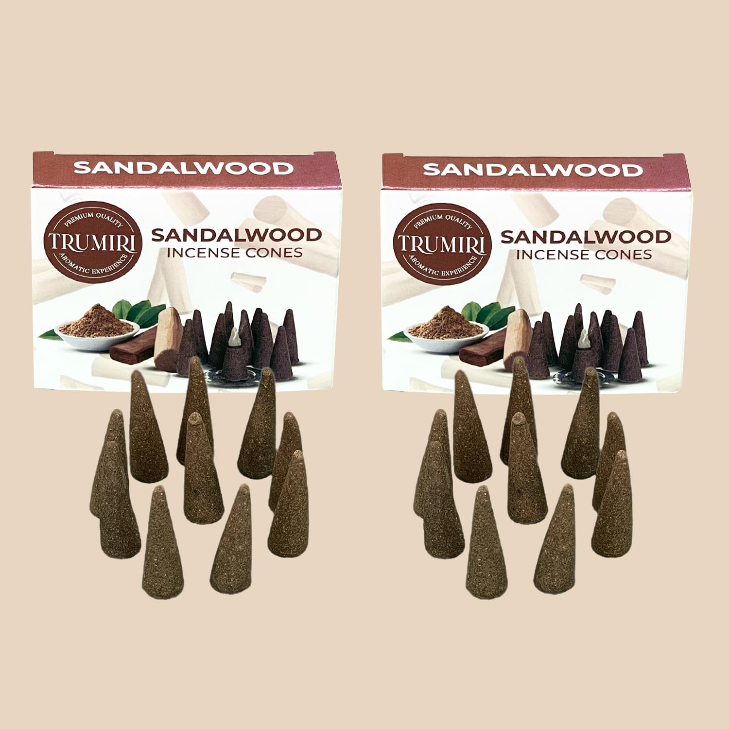 TRUMIRI Sandalwood Incense Cones - Total 20 Cone Incense - Dual Pack of 10 Insence Cones - Incense Cones Scented - Cone Incense Scents - Insense Cones - Incent Cone