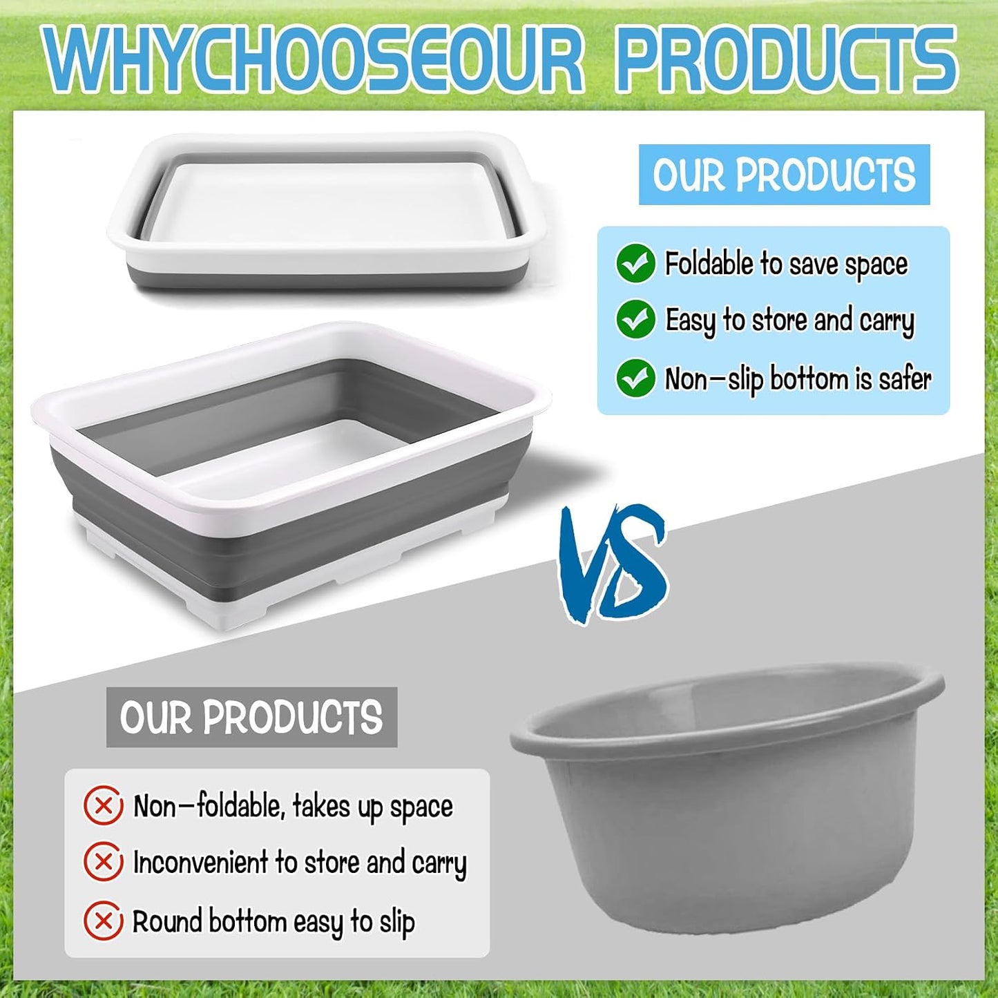 CIEOVO 11.8" x 7.87" x 4.5" Portable Pool Foot Bath, Non- Slip Collapsible Pool Foot Wash Basin Tub for Above Ground Swimming Pools Accessories
