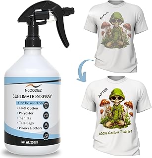 NGOODIEZ Sublimation Spray for Cotton T-Shirts & Polyester | Complete Kit with Pro Guide | Sublimation Coating Spray for All Materials | Quick Dry, Anti-Fade, Washable, One Step Application (250ml)