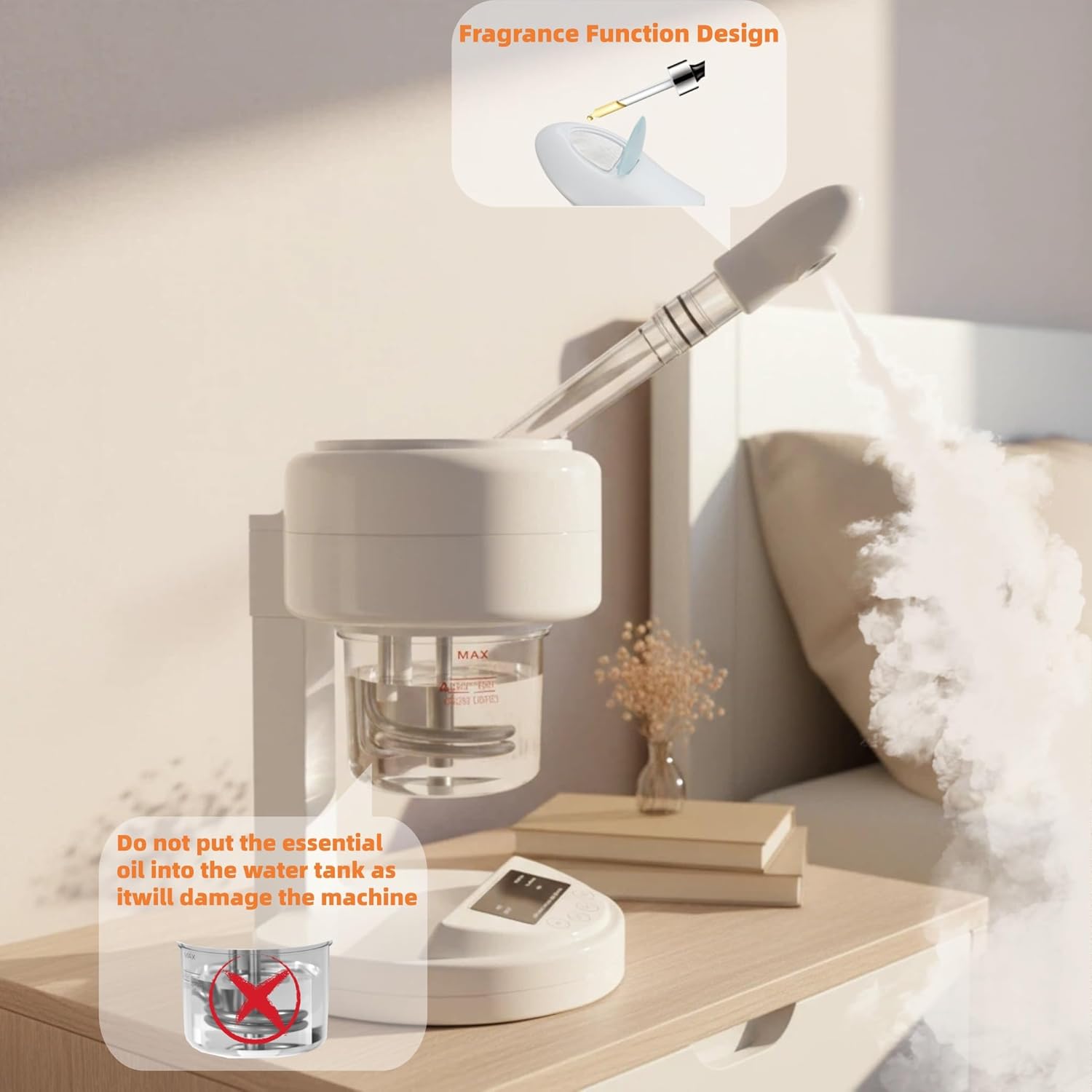 Nano Ionic Facial Steamer, 360° Rotatable Portable Mist Sprayer, Warm Mist Face Steamer for Pores Deep Cleansing Skin Moisturizing, Home SPA Facial Skin Care Device, White