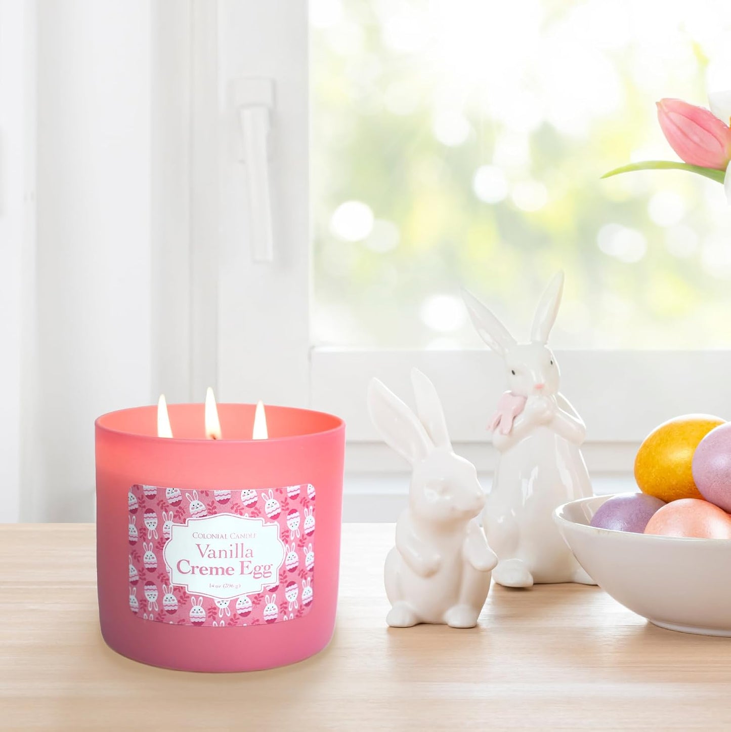 Colonial Candle Vanilla Creme Egg Scented Jar Candle, Easter Collection, 3 Wick, 14 oz - Up to 60 Hours Burn, Easter Candle, Made in the USA