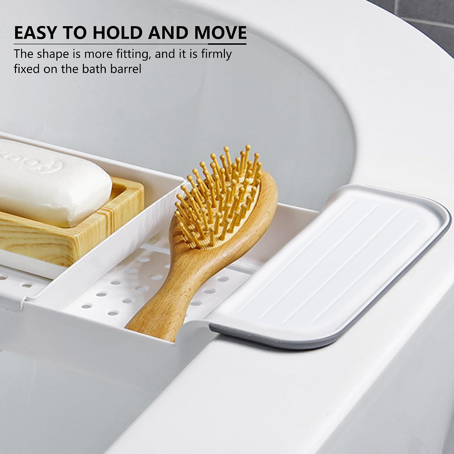 Bath Tub Tray - Stretchable, Strong Load-Bearing, Plastic, Anti-Slip Design - Ultimate Bathtub Caddy Tray (White)