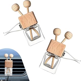 2PCS Empty Car Diffuser Bottle, Refillable Car Air Freshener Vent Clip, Car Air Freshener Diffuser Empty Glass Bottles, Car Scent Diffuser Bottle for Most Vehicles Interior Accessories