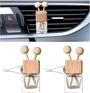 KVAEY 2PCS Car Diffuser Air Freshener Bottle, Refillable Empty Glass Perfume Bottles with Vent Clip, Universal Essential Oil Diffuser for Most Vehicles, Interior Car Accessories (2PCS)