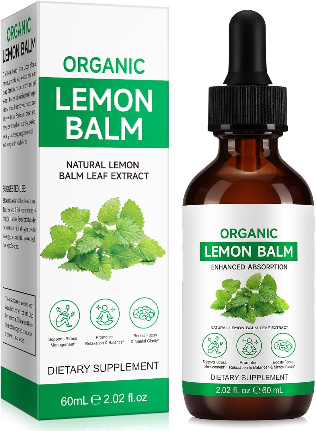 Lemon Balm Extract-Alcohol-Free, Natural Organic Lemon Balm Tincture Liquid for Women & Men, Helps to Relax, 590mg- 2.02 Fl.Oz
