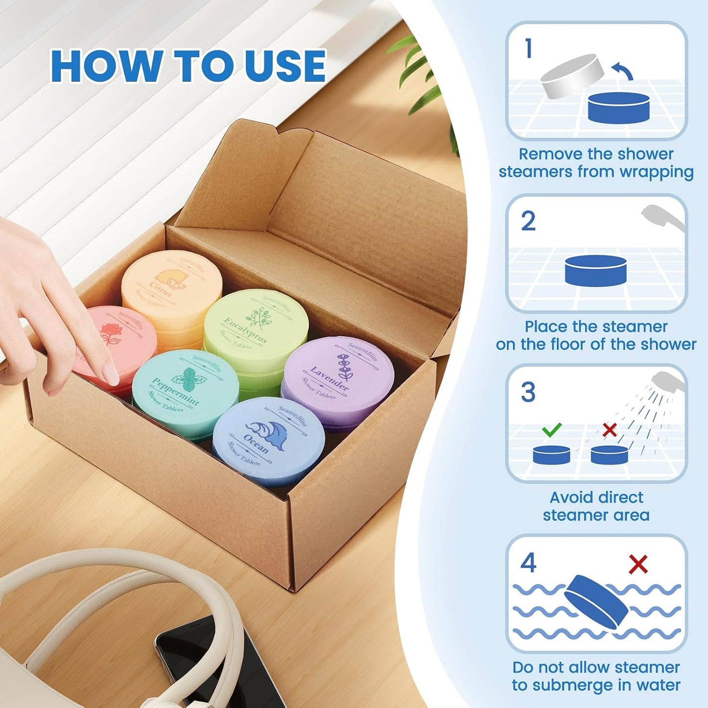 Shower Steamers 30 PCS with Individually Wrapped, Shower Bombs for Women with 6 Rich Scents, Rose Peppermint Citrus Eucalyptus Ocean Lavender, Mother's Day Valentines Birthday Present for Mom Wife Men