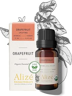 Organic Grapefruit Essential Oil, USDA Certified Organic 100% Natural & Pure Essential Oils for Diffusers for Home, Aromatherapy Oils, Diffuser Oils Scents, Energizing, 10ml-0.33 fl oz
