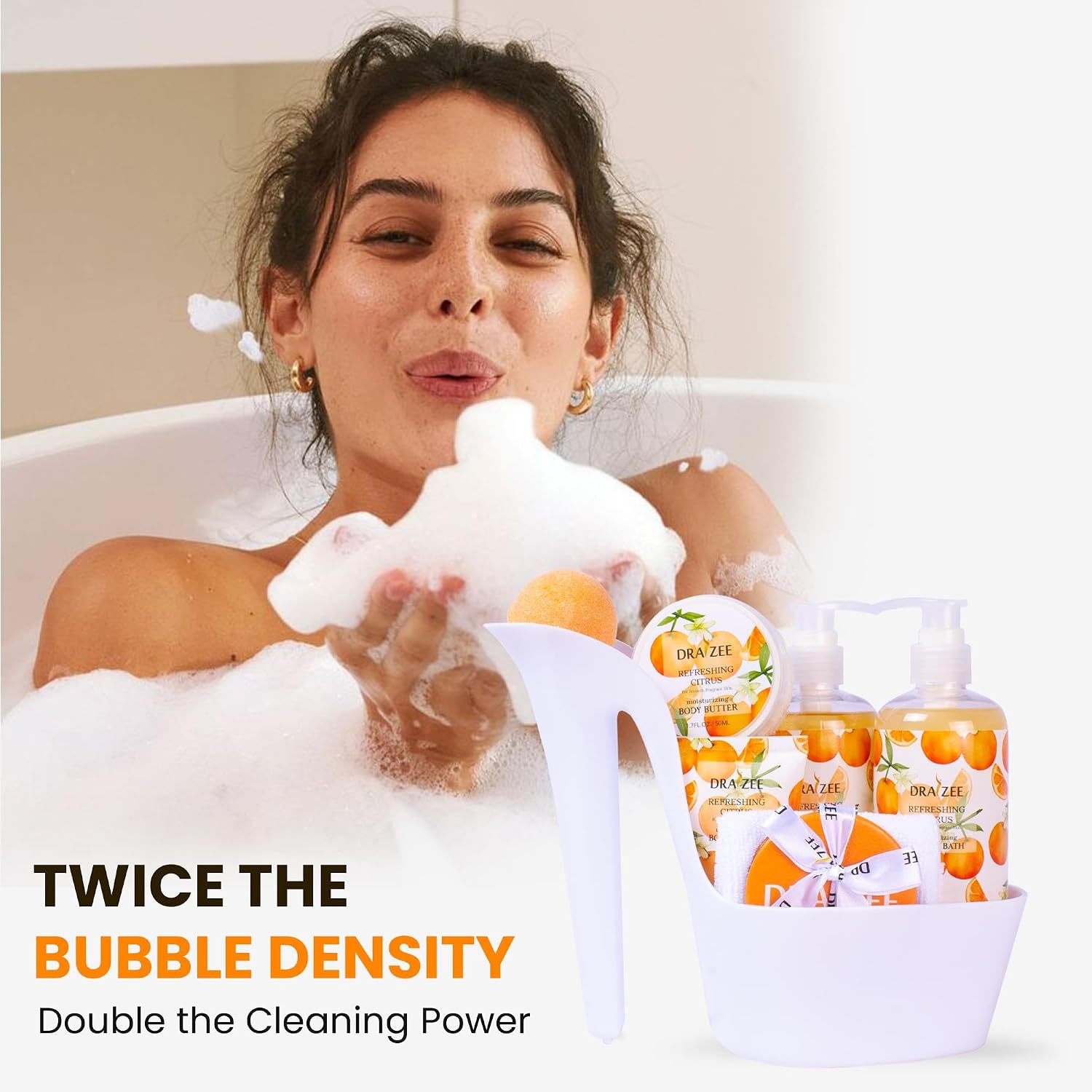 Draizee Heel Shoe Spa Gift Basket for Women, 8 Pc Citrus Scented | Gift Set, Luxury Self Care Kit for Mom, Relaxing Bath and Body Set, Home Spa Gifts for Her