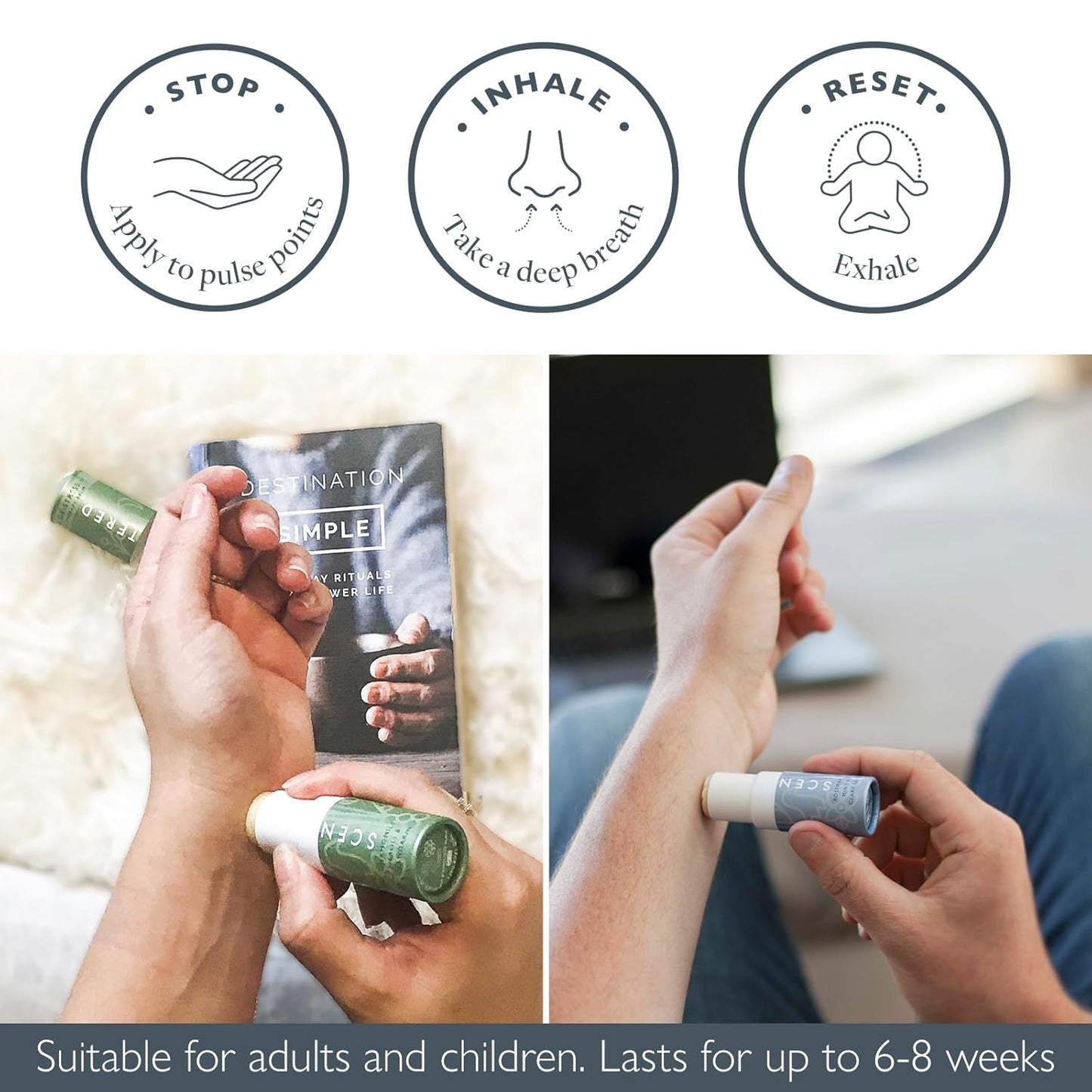 Scentered Aromatherapy Balm Sticks for Stress-Relief & Focus - Roll On Essential Oil Blends of Rosemary, Mint, Chamomile - Aromatherapy Gifts for Women - De-Stress & Focus