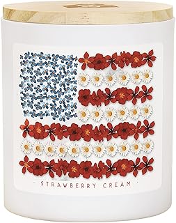 Simply Said, INC American Flag Candle, Strawberry Scented 11 oz Premium Soy Wax, Hand Poured in USA, CDL1543
