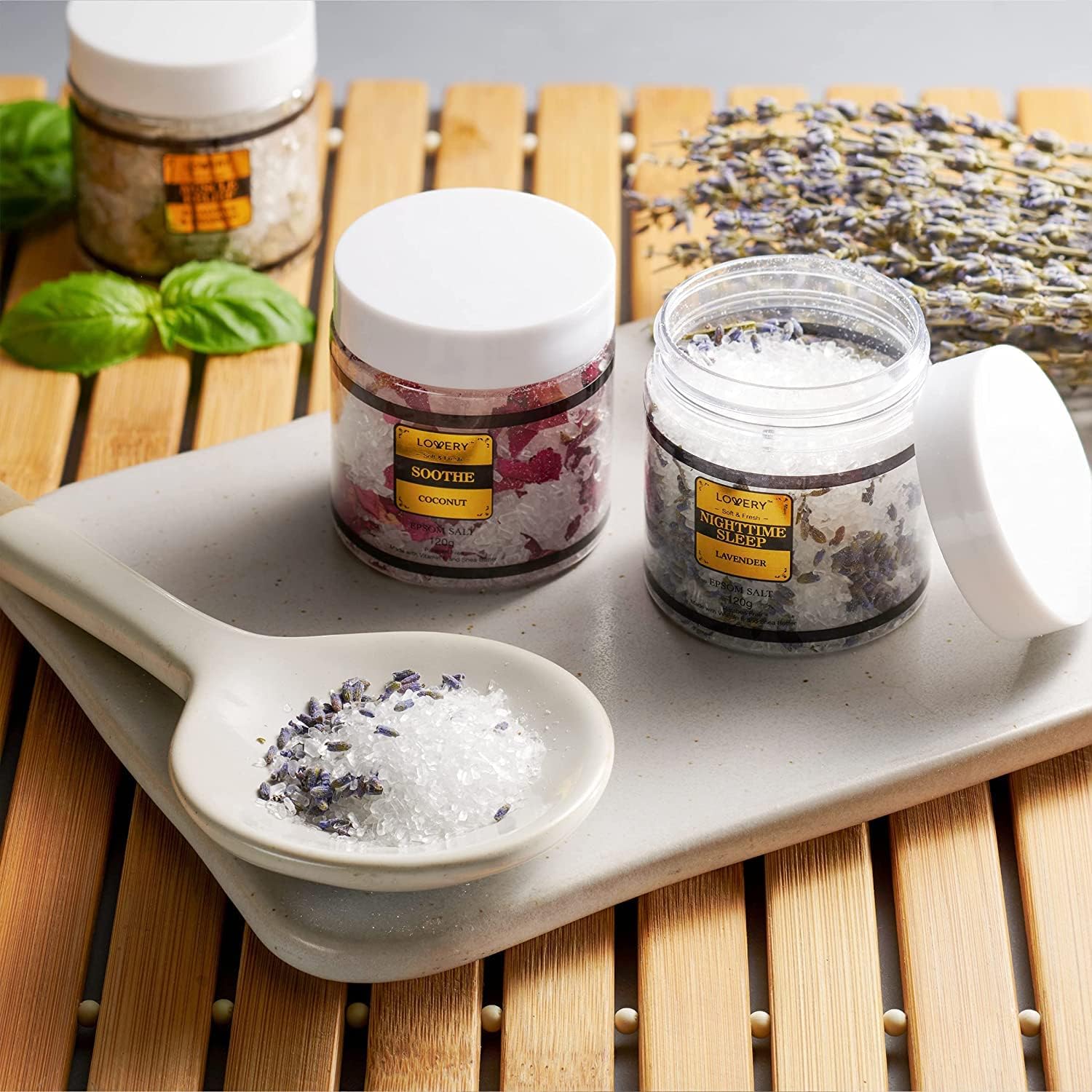 Gifts for Women Who Have Everything Spa Gift Basket, Epsom Bath Salts Gift Basket Set, Self Care Salt W/Essential Oil, Gifts for Mom, Her, Lavender, Eucalyptus, Lemon, Coconut, Tea Tree, Honey Almond