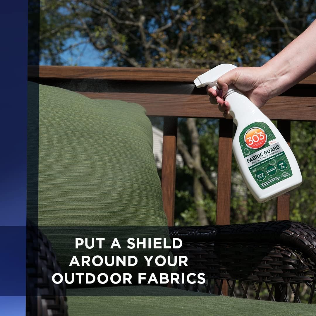 303 Products Fabric Guard, Water Repellent Spray for Outdoor Fabrics – Protects Upholstery, Cushions & Canvas, Stain Protection, Sunbrella Recommended, 32 oz