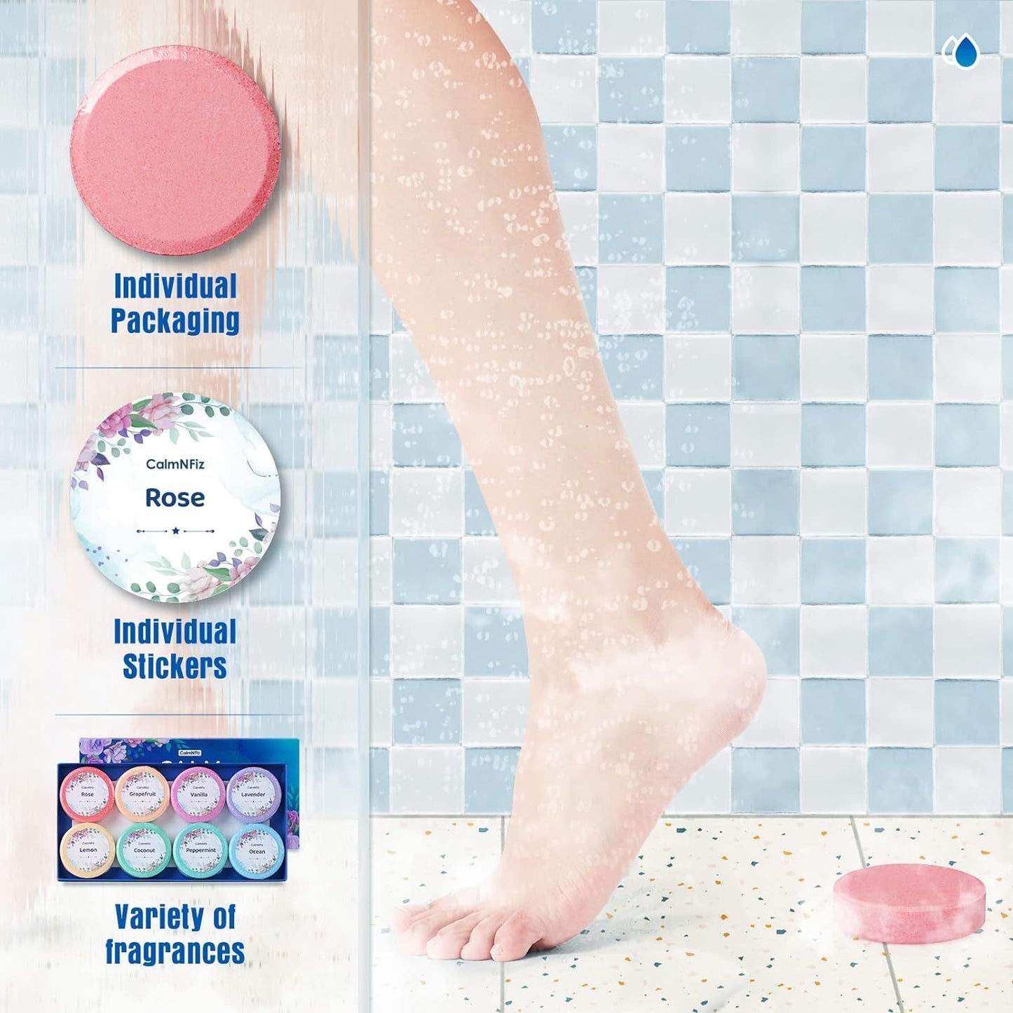 CalmNFiz Shower Steamers Aromatherapy 16 Pack – Gifts for Women, Shower Bombs with Essential Oils, Self Care Relaxation, Easter Basket Stuffers, Birthday Gifts for Mom Wife