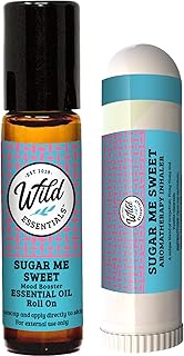 Sugar Me Sweet Essential Oil Aromatherapy 2-Pack – Roll-On & Nasal Inhaler – Pink Grapefruit, Ylang Ylang & Vanilla – Uplifting Mood Boost Blend