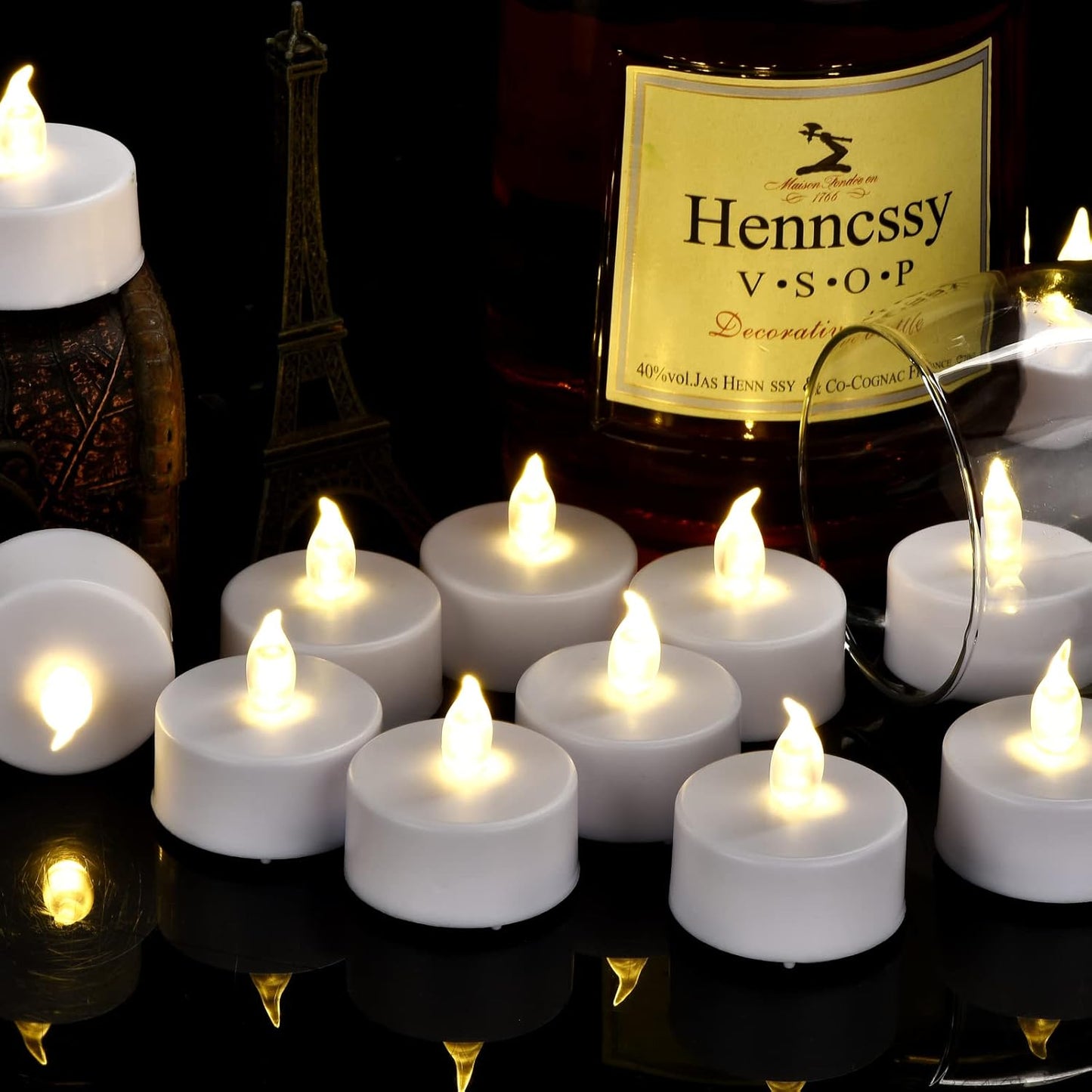 Battery Operated Tea Lights Candles: 24 Pack Realistic and Bright Flickering Holiday Gift Flameless Candles LED Electric Tea Candles for Seasonal & Festival Party Home Decoration (Warm White)