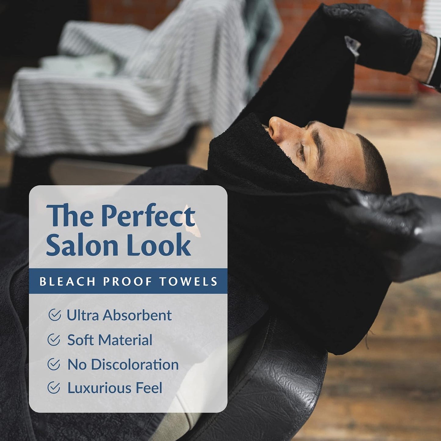 Black Bleach Proof Towels Set, 24 Pack 100% Cotton 16" X 27" Color Safe, Stain Resistant, Quick Drying Towels for Beauty, Hair and Nail Salon, Gym, Spa and Home Hair Care