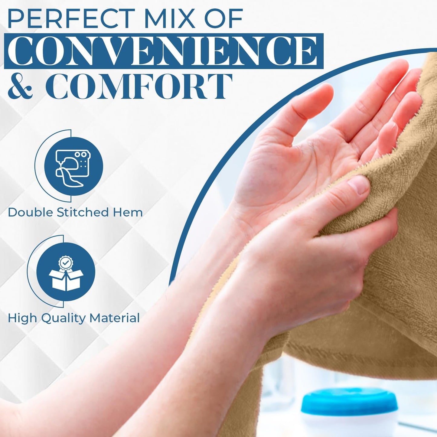 DAN RIVER 6-Pack Premium Hand Towels (16x28 Inches) - 100% Cotton, Ultra Soft, Lightweight, Highly Absorbent Towels for Bathroom, Spa, Gym, Salon, Hotel, and Travel - Tan