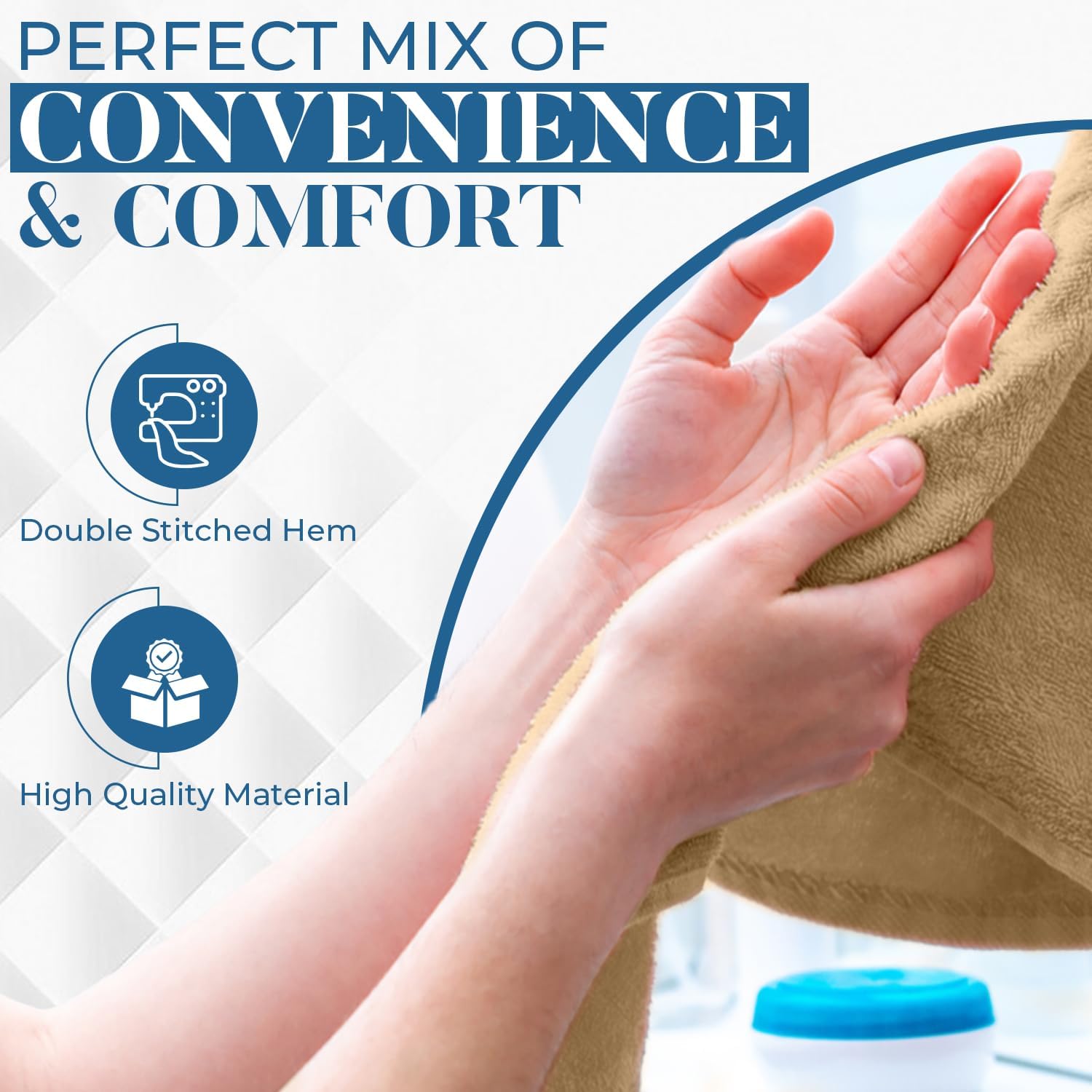 DAN RIVER 6-Pack Premium Hand Towels (16x28 Inches) - 100% Cotton, Ultra Soft, Lightweight, Highly Absorbent Towels for Bathroom, Spa, Gym, Salon, Hotel, and Travel - Tan