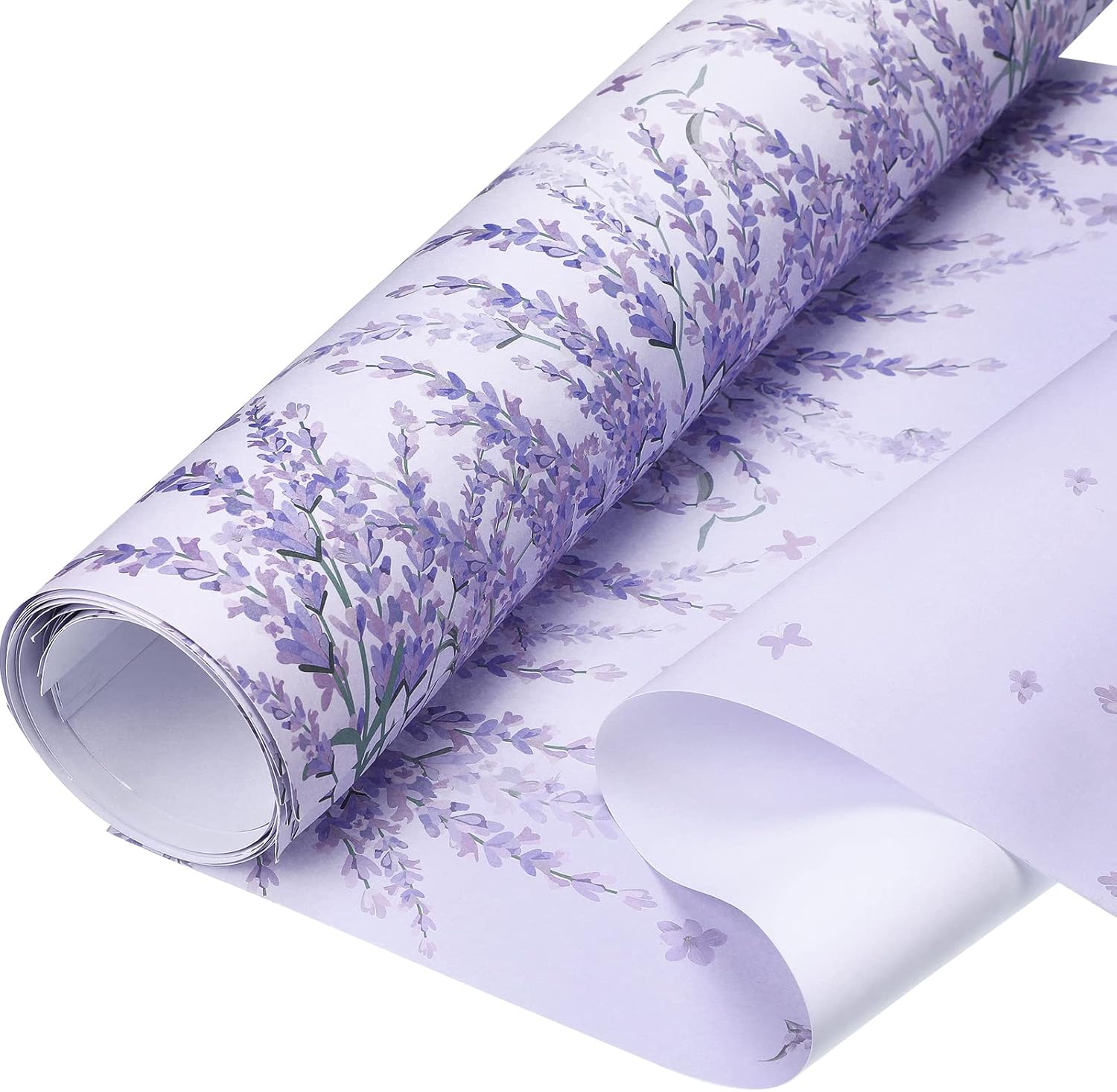 Thenshop 30 Sheets Floral Scented Drawer Liners 14 x 19.5 Inch Dresser Drawer Liner Shelf Non Adhesive Paper Sheets for Kitchen Cabinet Home Shelf Closet (Lavender)