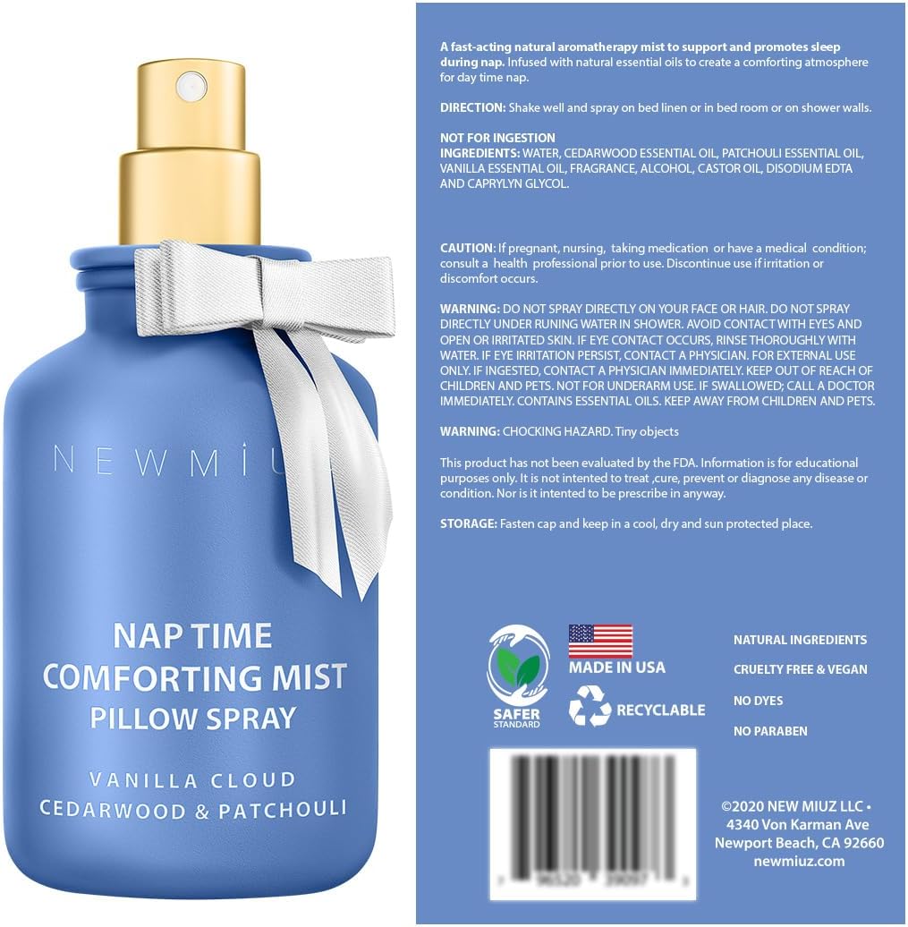 Pillow Spray Calming and Relaxing Pillow Linen Mist Vanilla Cedarwood Essential Oils Stress Relief Aromatherapy Sleep Bedtime Shower Spray Luxury Gift
