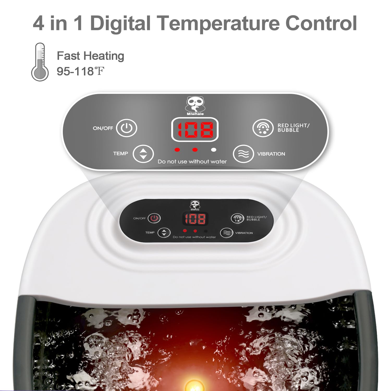 Foot Spa Bath Massager with Heat Bubbles and Vibration Massage and Jets, 16 OZ Calming Lavender Foot Soak Epsom Salt, Foot Soaker with Red Light, 22 Massage Rollers, Adjustable Temp - Black